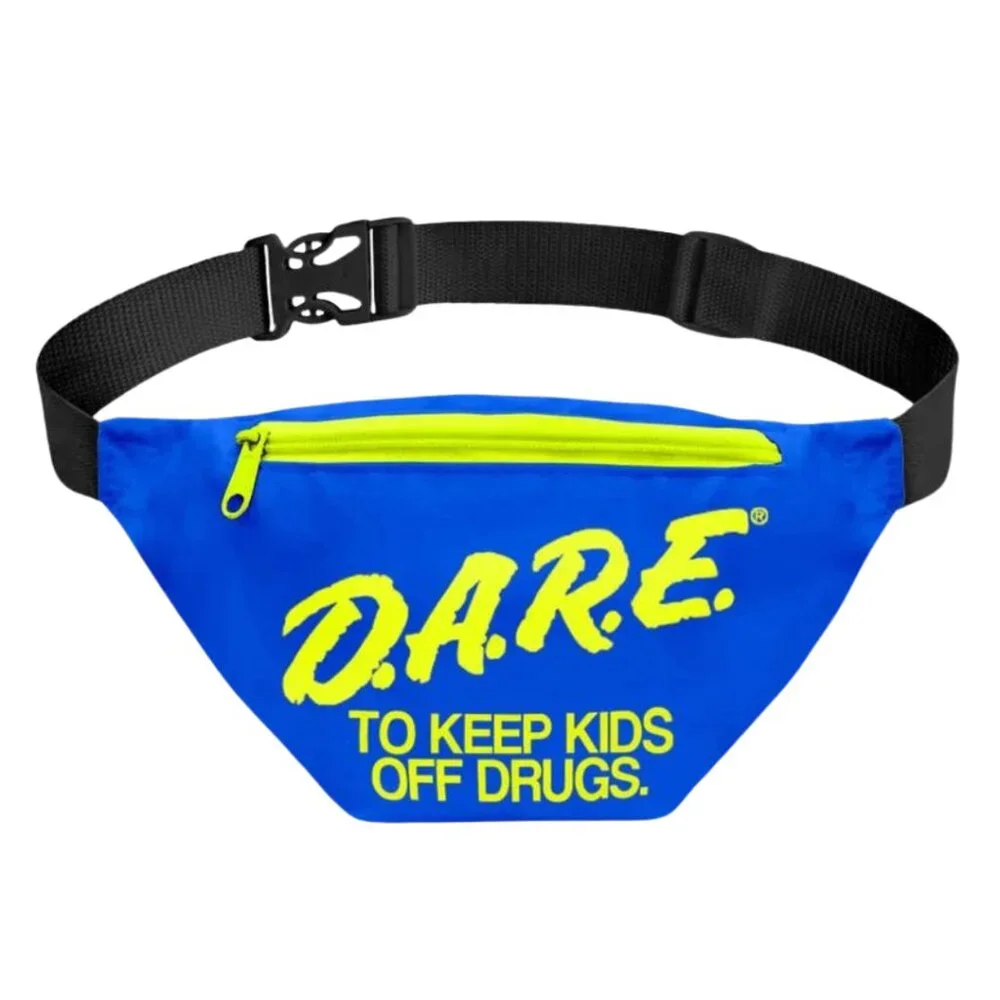 TIPSY ELVES Dare To Keep Kids Off Drugs Fanny Pack Blue NWT - Picture 1 of 5